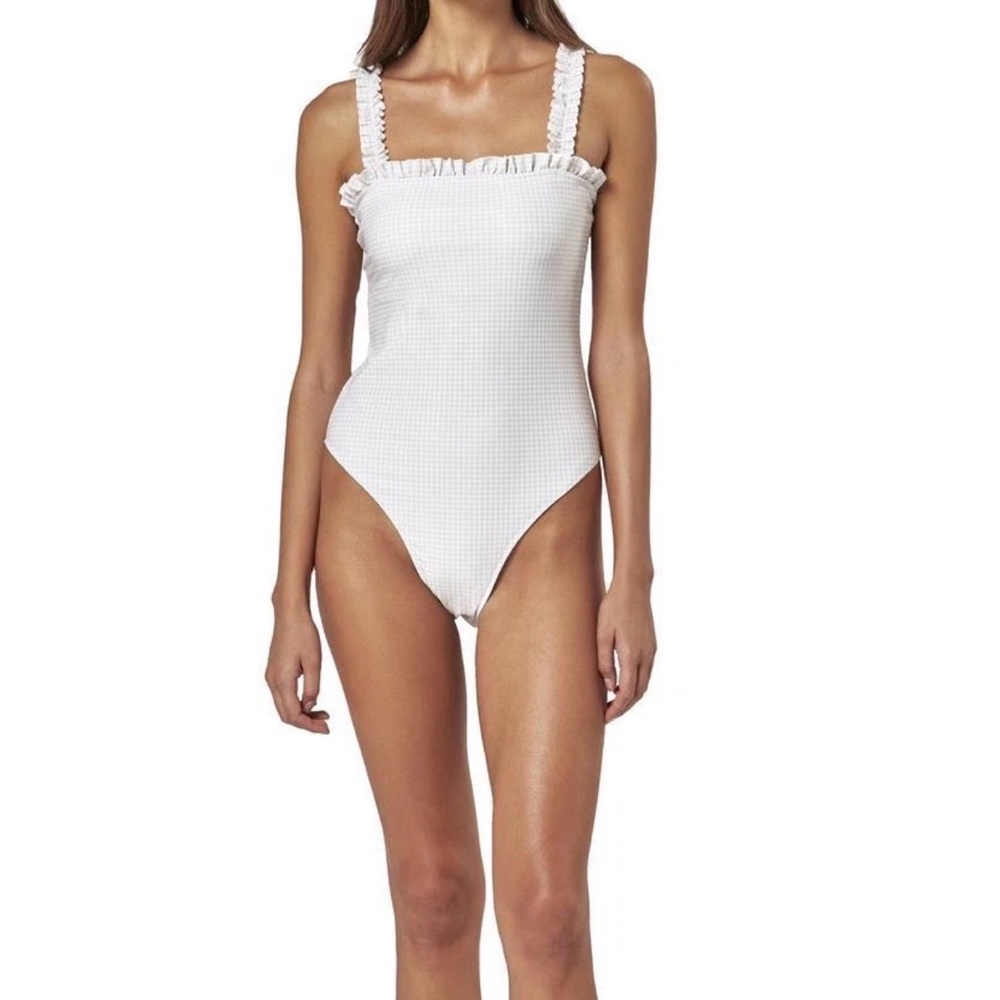 Charlie Holiday Millie Women's Gingham Print Ruffle Trim One Piece Swimsuit